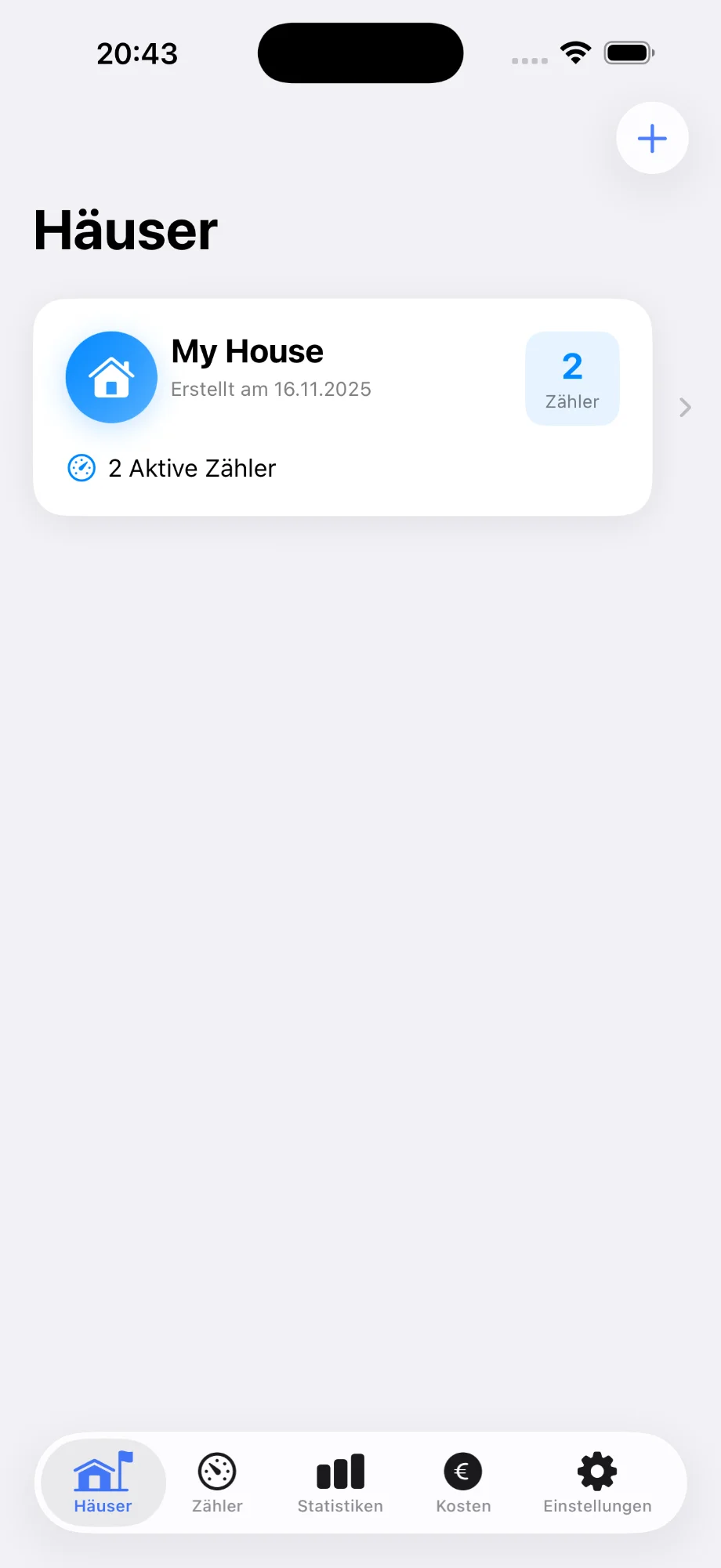 Verbrauch Tracker - Häuser Übersicht